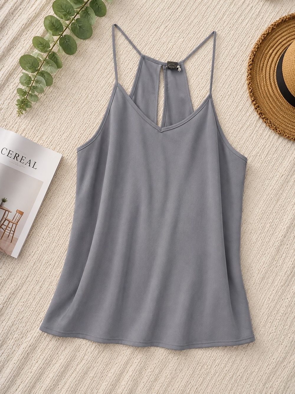 Paper Crane Slate Gray V-Neck Spaghetti Strap Camisole